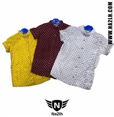 قميص اولادي محير منقوش نص كم